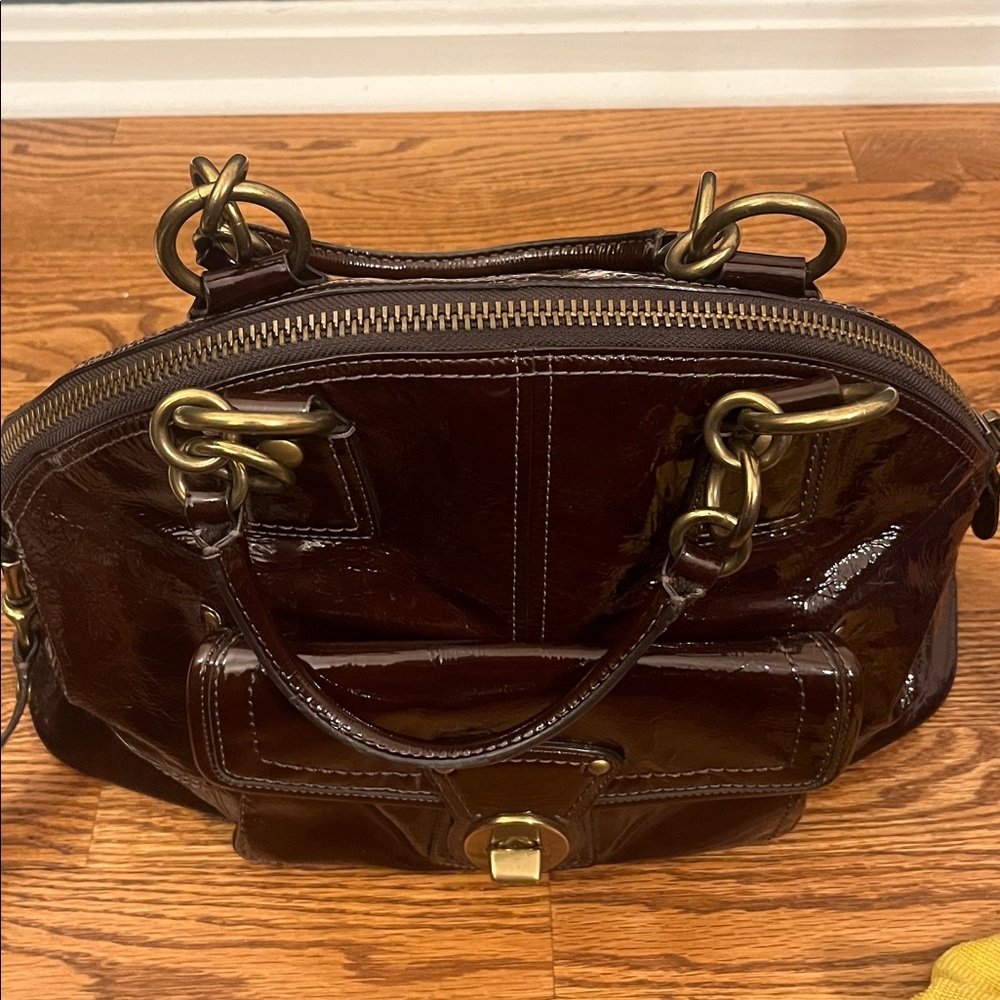 Coach Limited Edition Francine Chocolate Brown Patent Leather Legacy 12295 - Picture 11 of 16